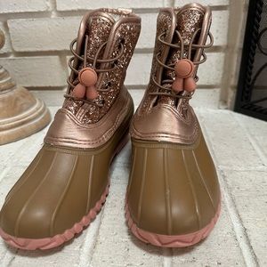 Olivia Miller Girl 5 Winter Glitter Boot Rubber Rainboot Pink Sherpa Lined